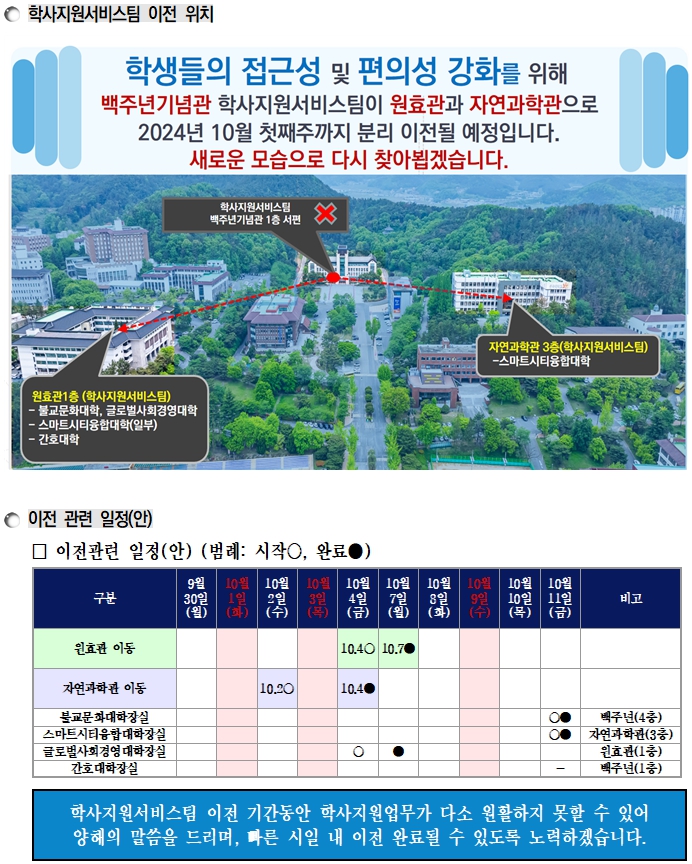 학사지원서비스팀 이전 